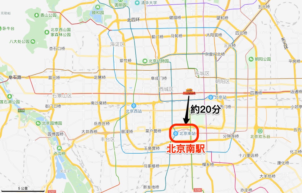 北京高速鉄道位置関係図